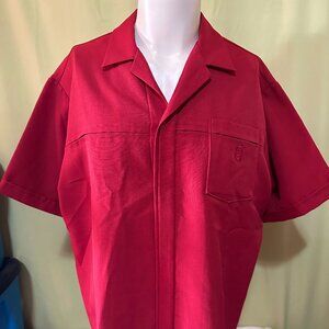 Vintage Iolani Executive Men's Red Polyester Hawaiian Shirt Size XL